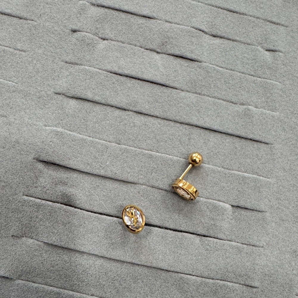 Gold and Crystal Stud Earrings